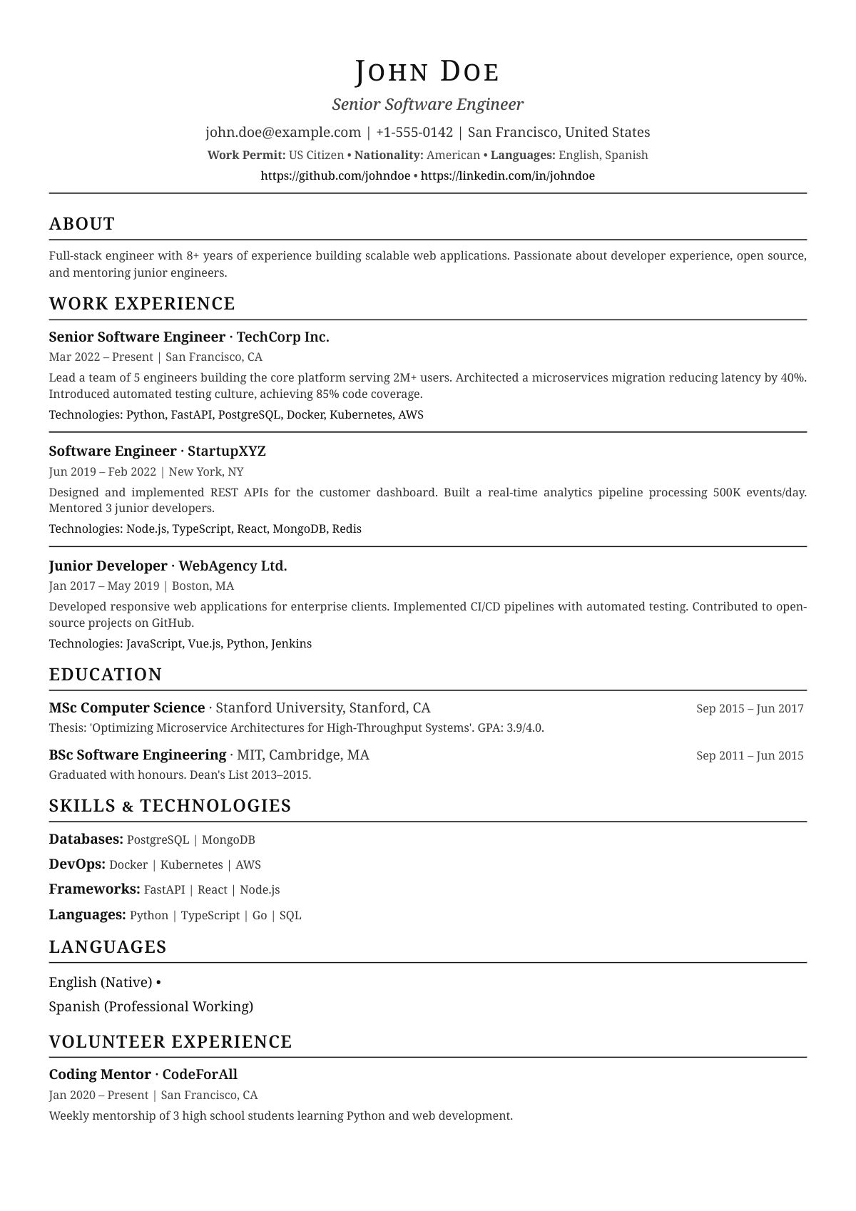 Academic theme CV